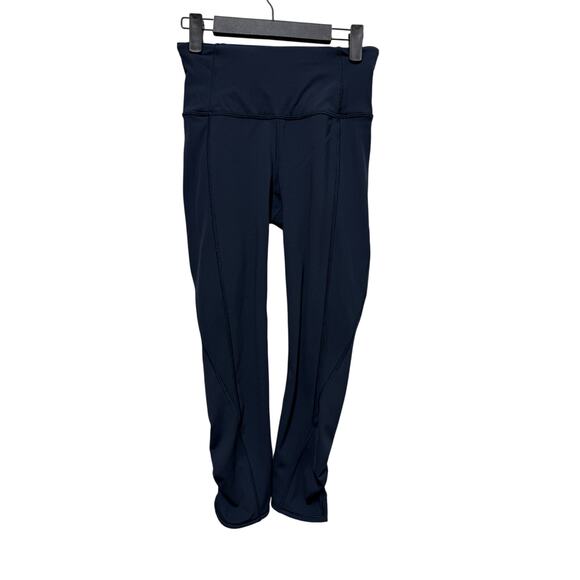 Lululemon Leggings cropped ruching Navy Blue Size 4 - Picture 1 of 4